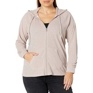 Calvin Klein Ruched-Sleeve Zip Hoodie, XS-4 Evening Sand 2X